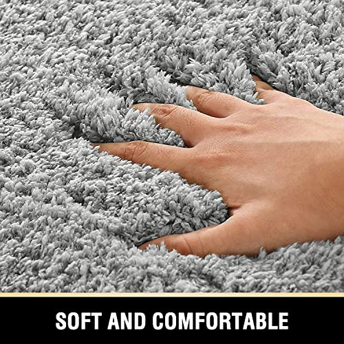 H.VERSAILTEX Toilet Rug Toilet Mats for Bathroom Curved Bath Mat Non Slip Corner Bath Rug Carpet for Toilet Extra Soft Thick Absorbent Contour Toilet Mat Washable, 20 x 38.5 inch - Dove Gray