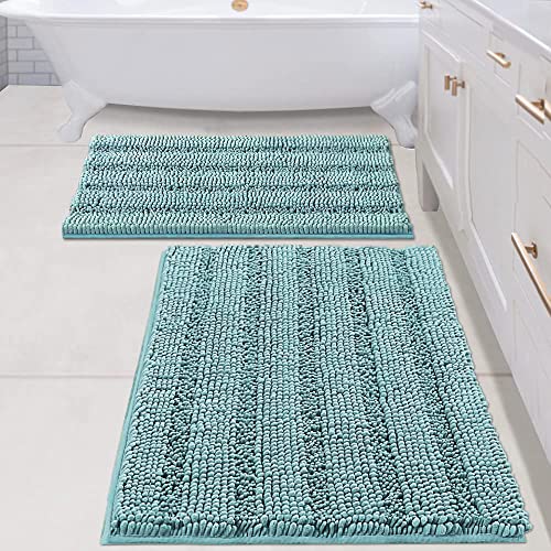 PrimeBeau Bathroom Rugs Bath Rug Set 32 Piece Bathroom Contour Rug Toilet Mat Sets Non Slip Contour Bath Rug Ultra Thick Water Absorbent Striped Bath Mats Washable