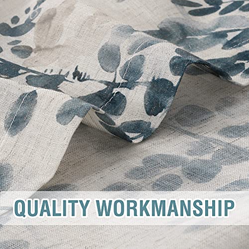 PrimeBeau Linen Sheer Curtains Classical Floral Pattern, Set of 2 Panels