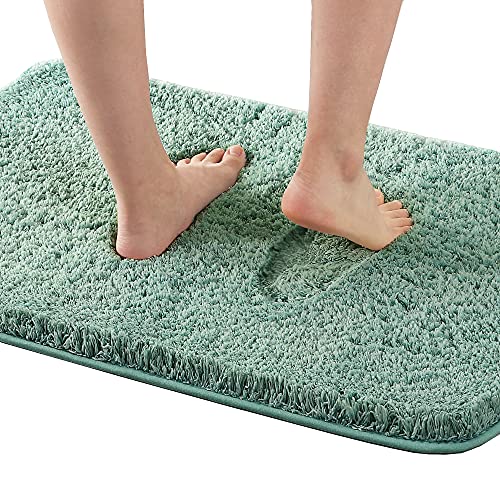 Bathroom Rug Tufted Bath Rug Bath Mat Non Slip Area Rug 17" x 24" Extra Soft Thick Absorbent Shaggy Kitchen Rug Indoor Mat Washable Microfiber Bath Mat for Bathroom Living Room Fast Dry - Aqua