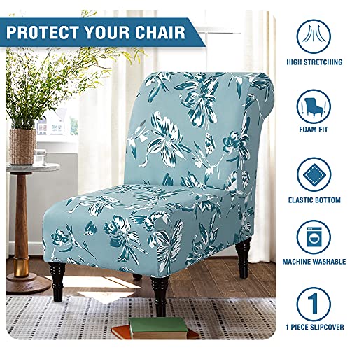 Armless Chair Slipcover High Stretch Accent Chair Cover Removable Chair Cover for Living Room Modern Furniture Protector with Elastic Bottom Thick Bouncy Modern Style, Machine Washable, Aqua