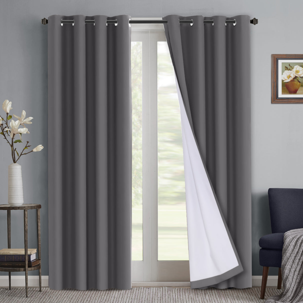 100% Blackout Curtains Full Light Blocking Curtain Draperies for Bedroom/Living Room 52'' x 108''