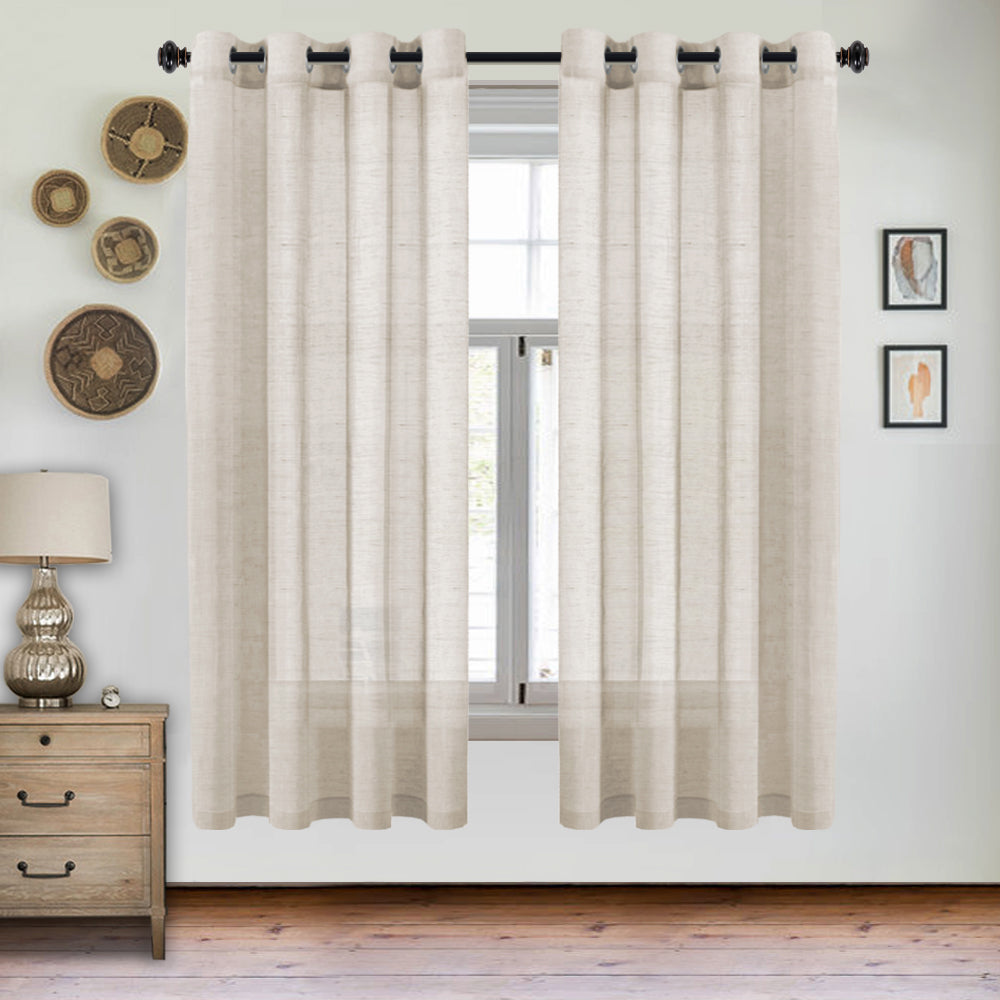 Grommet Semi Sheer Linen Draperies W52“ x L84" Set of 2 Panels
