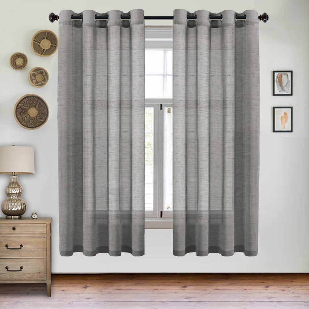 Grommet Semi Sheer Linen Draperies W52“ x L84" Set of 2 Panels