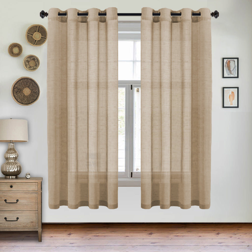 Grommet Semi Sheer Linen Draperies W52“ x L84" Set of 2 Panels