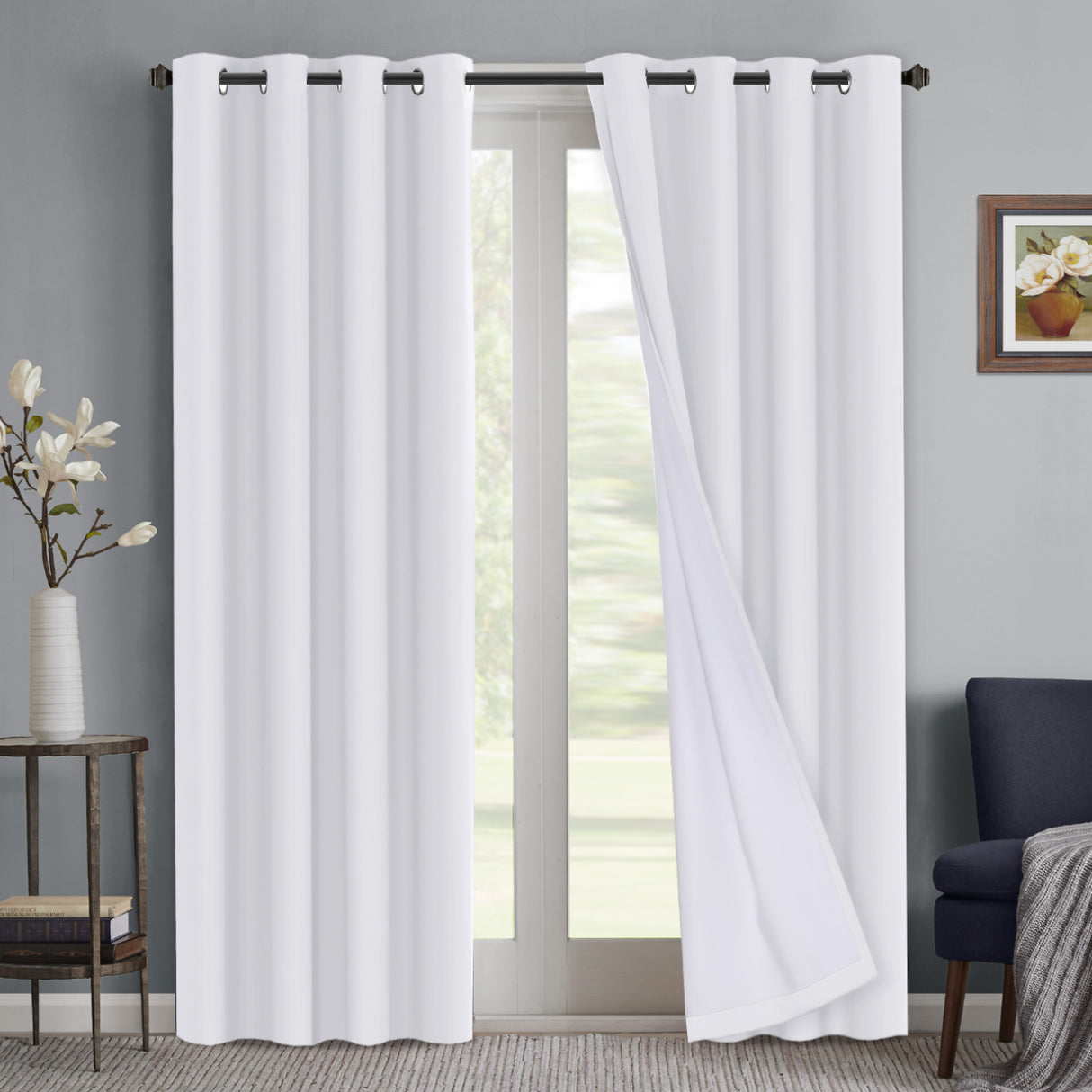 100% Blackout Curtains Full Light Blocking Curtain Draperies for Bedroom/Living Room 52'' x 108''