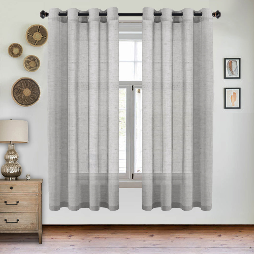 Grommet Semi Sheer Linen Draperies W52“ x L84" Set of 2 Panels