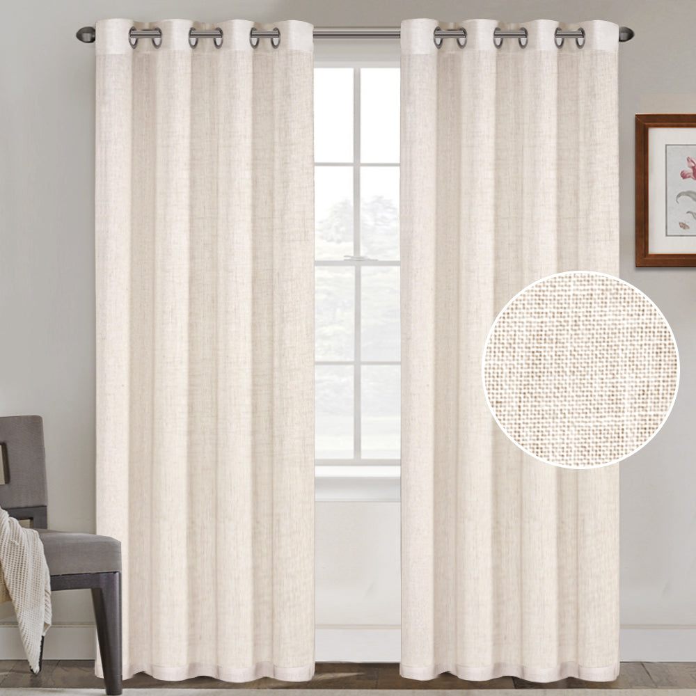 Grommet Natural Linen Mixed Sheers Sold by 2 (52'' x 84'')