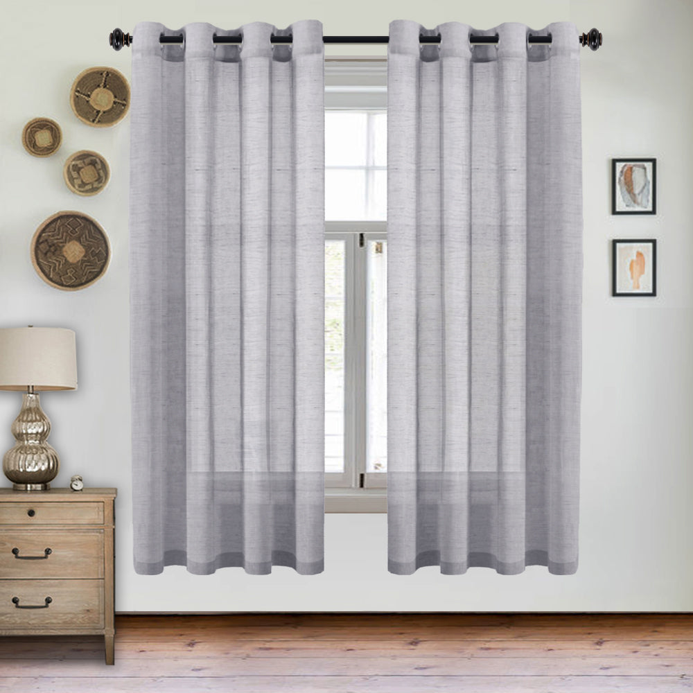 Grommet Semi Sheer Linen Draperies W52“ x L84" Set of 2 Panels