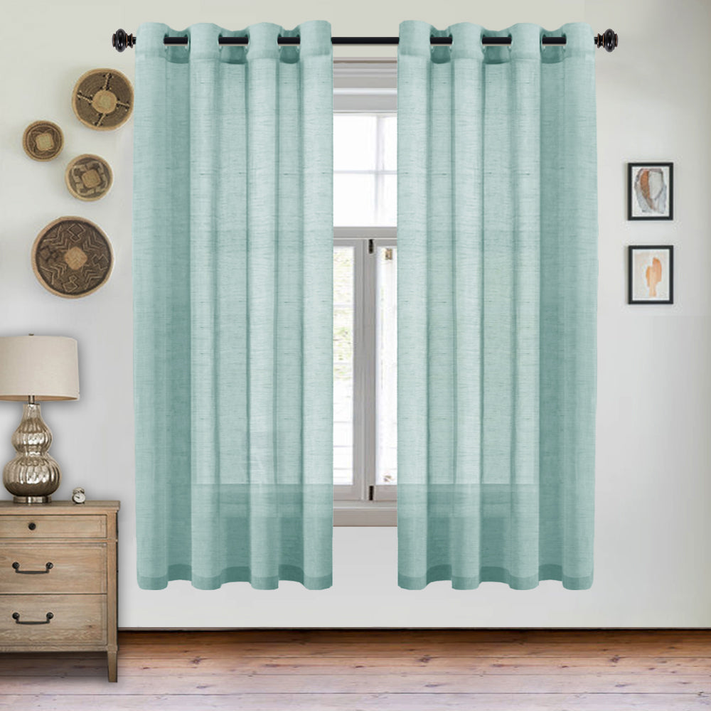Grommet Semi Sheer Linen Draperies W52“ x L84" Set of 2 Panels