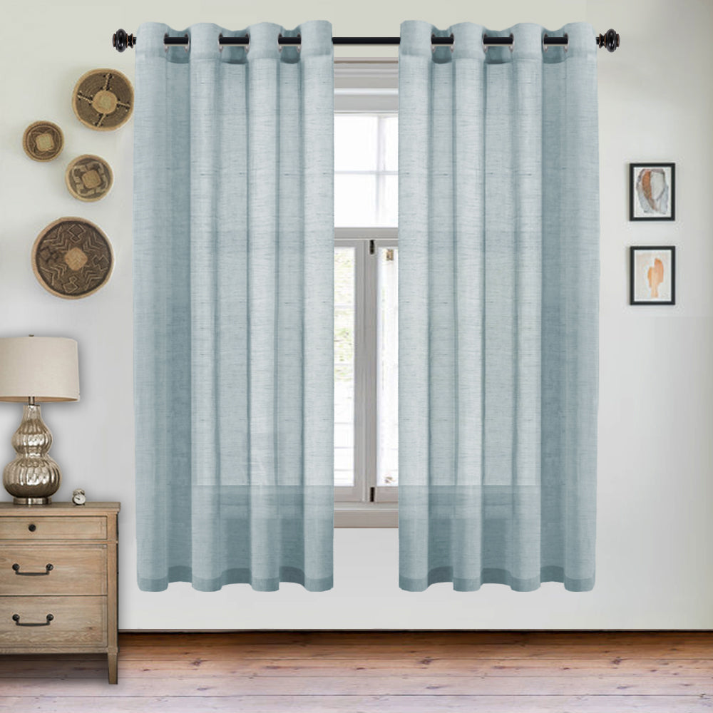 Grommet Semi Sheer Linen Draperies W52“ x L84" Set of 2 Panels