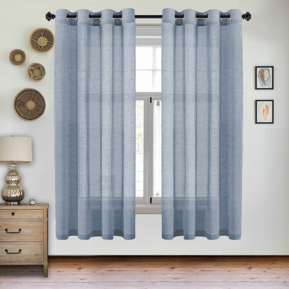 Grommet Semi Sheer Linen Draperies W52“ x L84" Set of 2 Panels