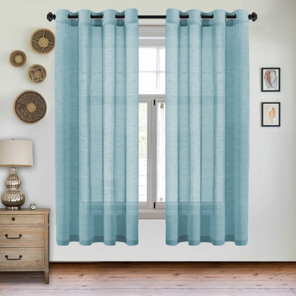 Grommet Semi Sheer Linen Draperies W52“ x L84" Set of 2 Panels