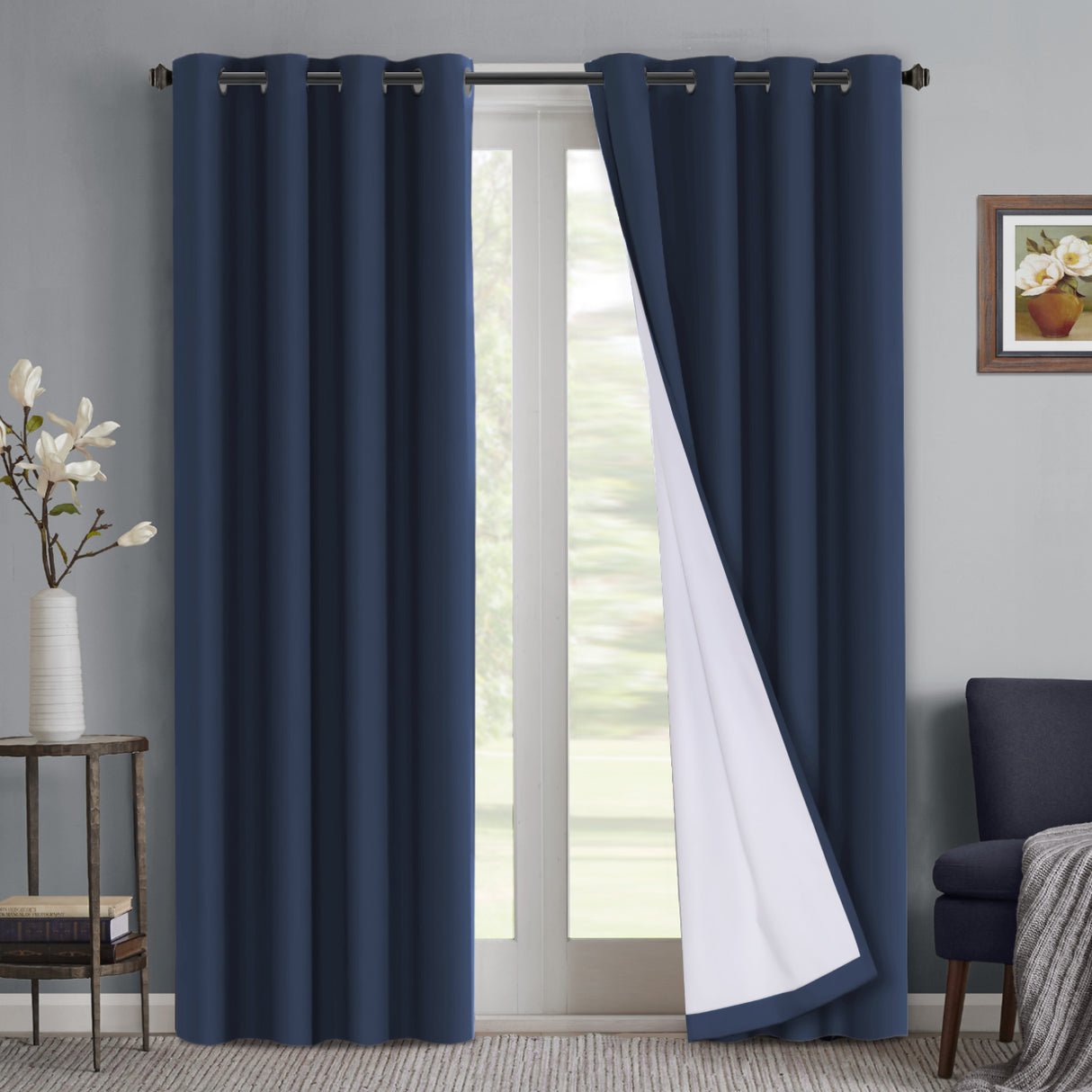 100% Blackout Curtains Full Light Blocking Curtain Draperies for Bedroom/Living Room 52'' x 108''