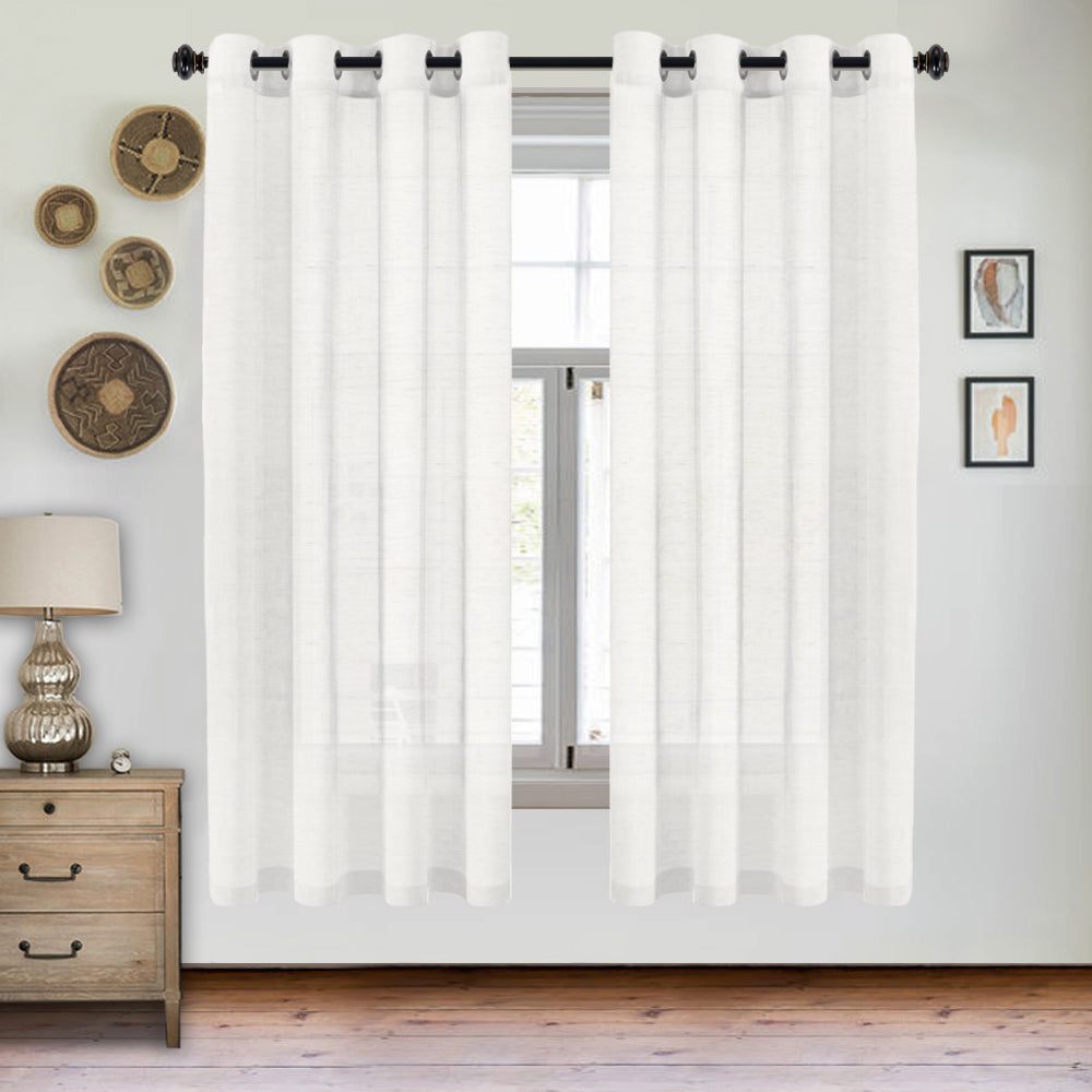 Grommet Semi Sheer Linen Draperies W52“ x L84" Set of 2 Panels