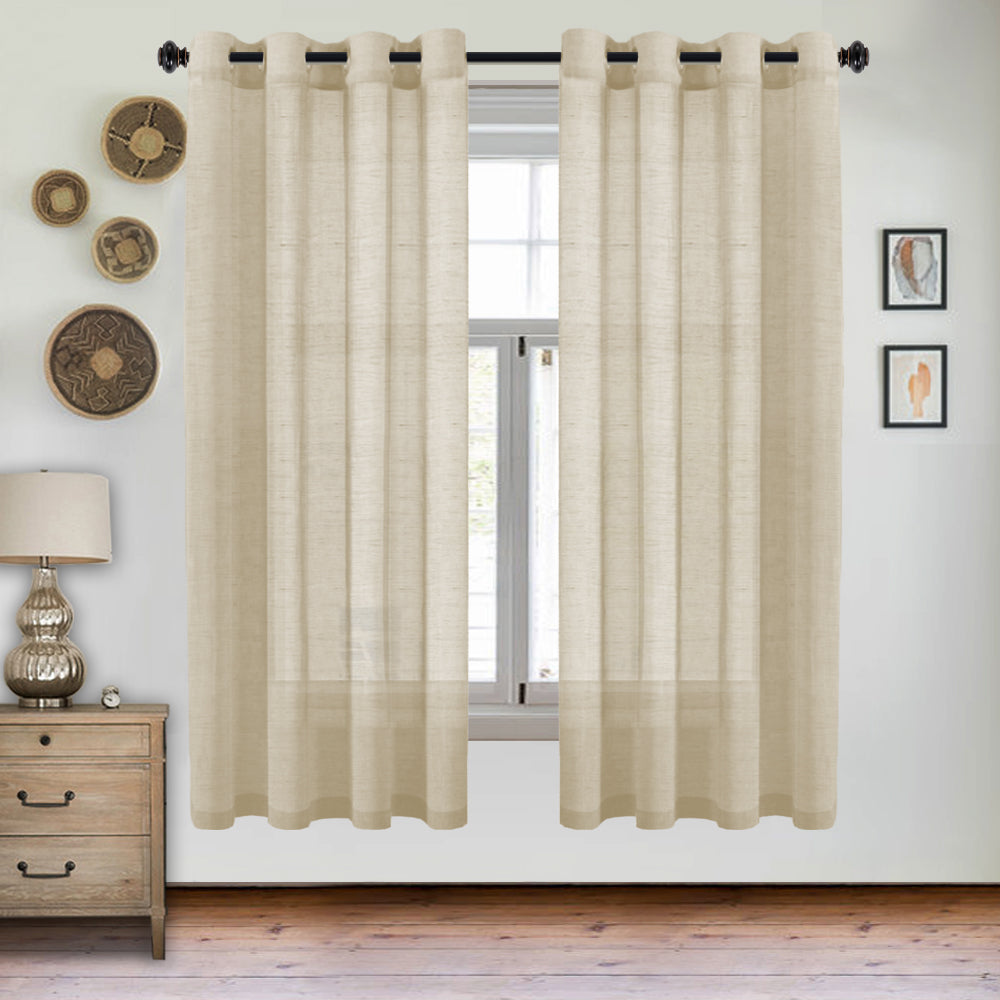Grommet Semi Sheer Linen Draperies W52“ x L84" Set of 2 Panels