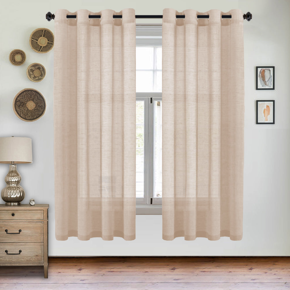 Grommet Semi Sheer Linen Draperies W52“ x L84" Set of 2 Panels
