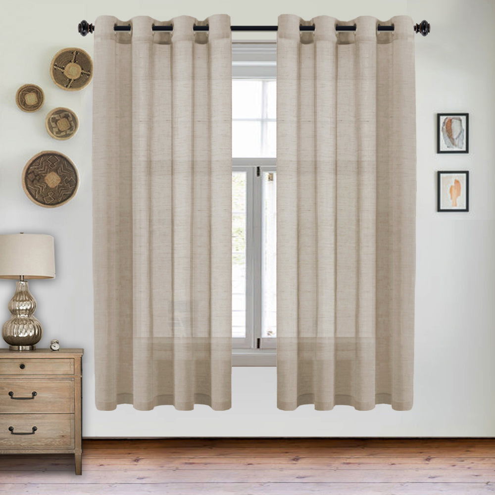 Grommet Semi Sheer Linen Draperies W52“ x L84" Set of 2 Panels