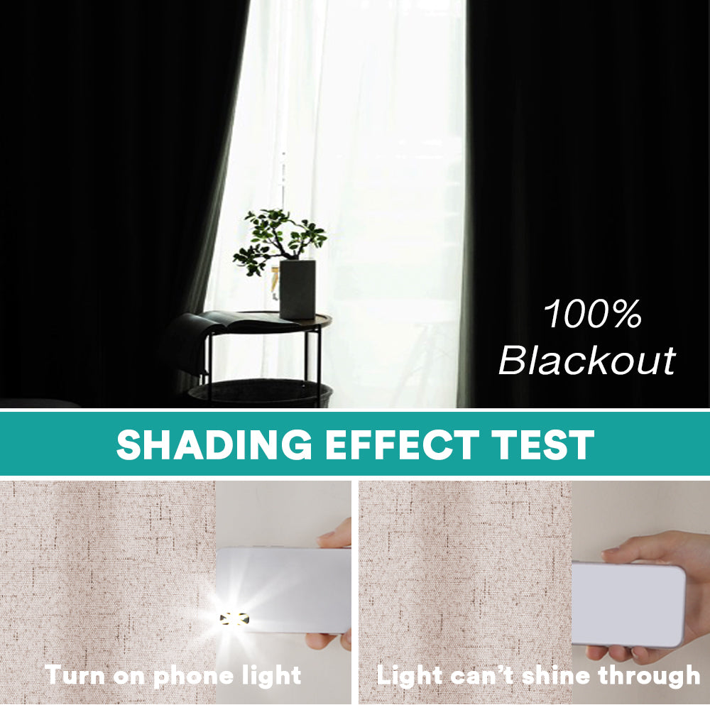 100% Premium Blackout Linen Textured Coating Draperies W52" x L84“ Set of 2 Panels