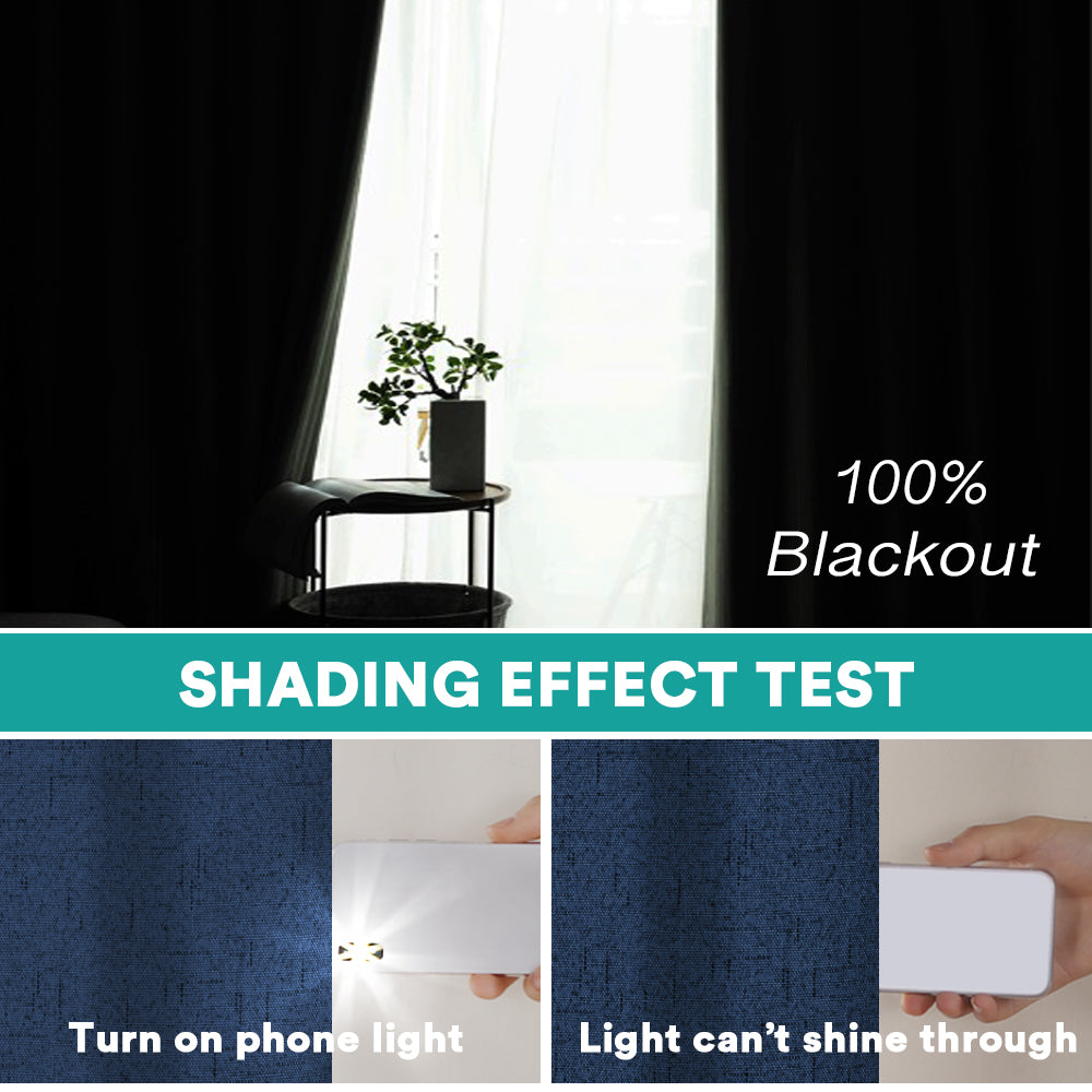 100% Premium Blackout Linen Textured Coating Draperies W52" x L96“ Set of 2 Panels