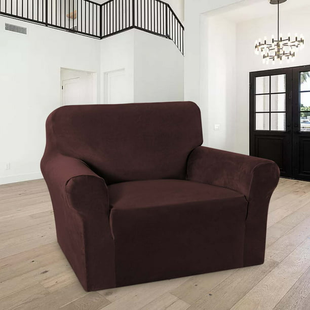 1-Piece Luxury Velvet 1-Seater Armchair Stretch Slipcover