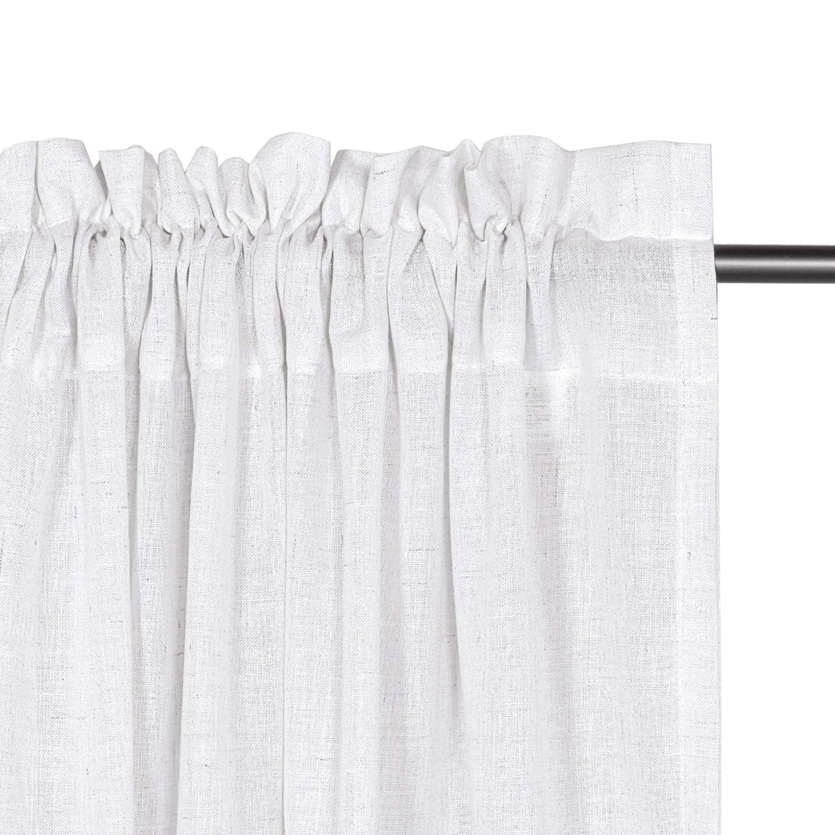 PrimeBeau Rod Pocket Natural Linen Textured Sheer Curtains, set of 2 Panels