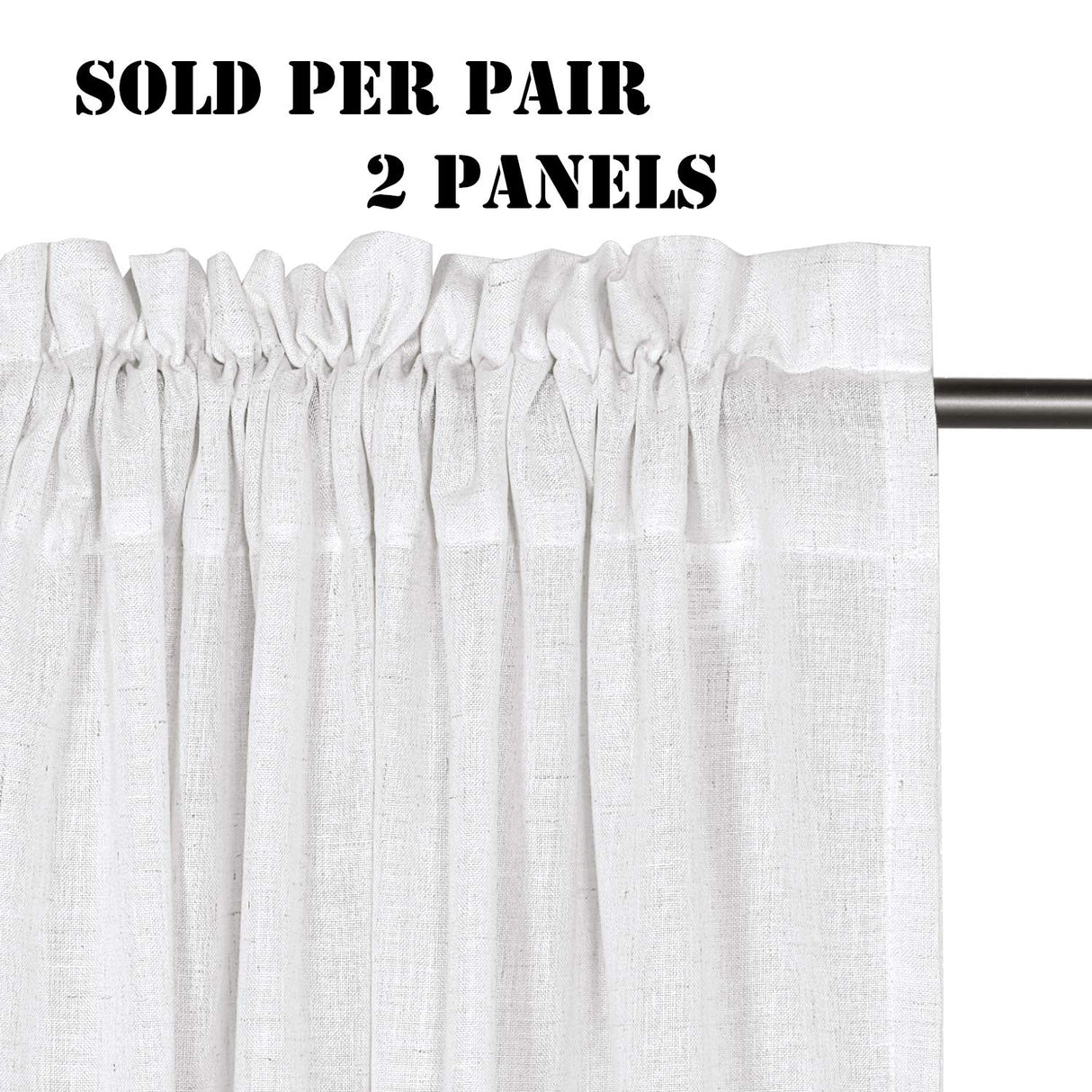 PrimeBeau Rod Pocket Natural Linen Textured Sheer Curtains, set of 2 Panels