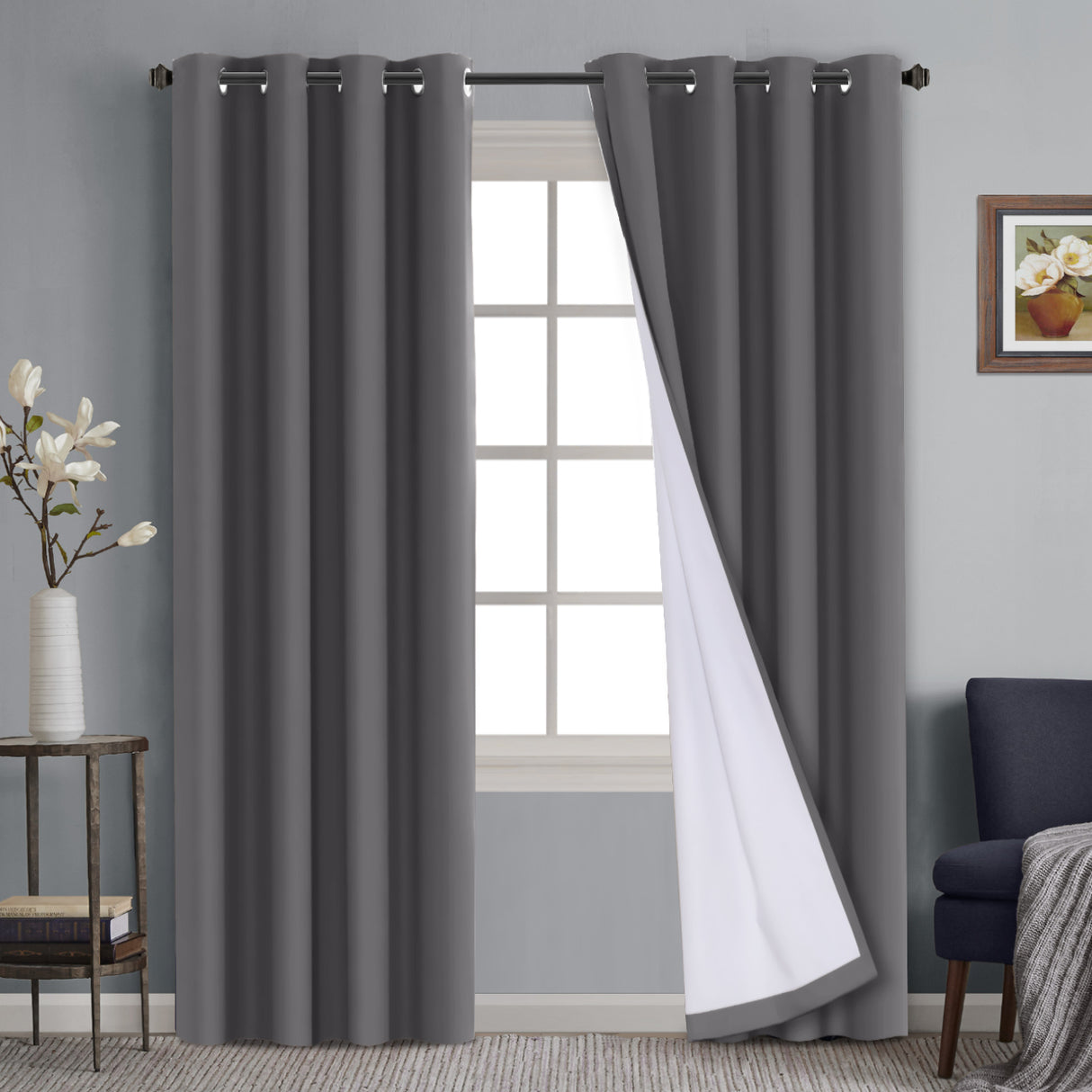 100% Blackout Curtains Full Light Blocking Curtain Draperies for Bedroom/Living Room 52'' x 84''