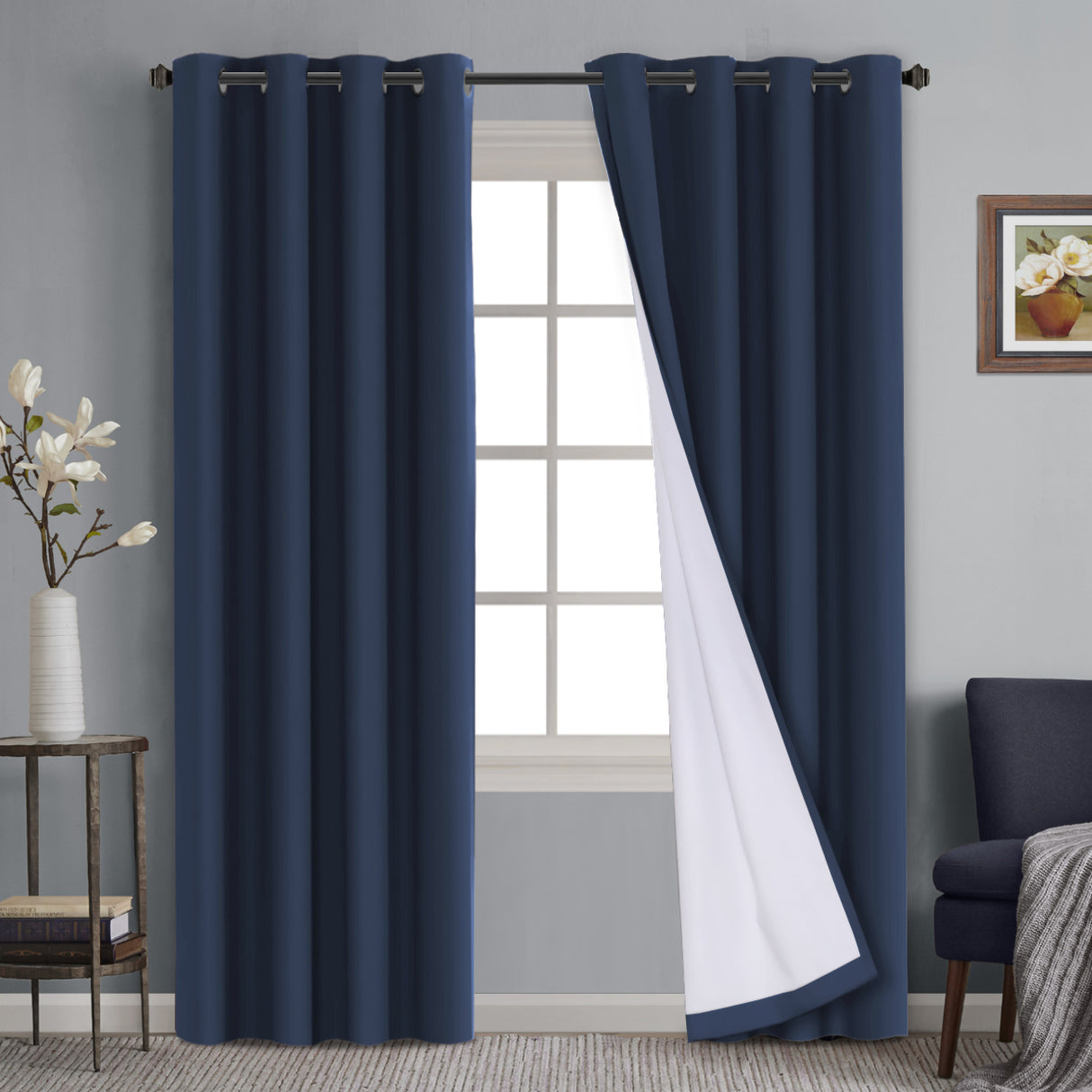 100% Blackout Curtains Full Light Blocking Curtain Draperies for Bedroom/Living Room 52'' x 84''