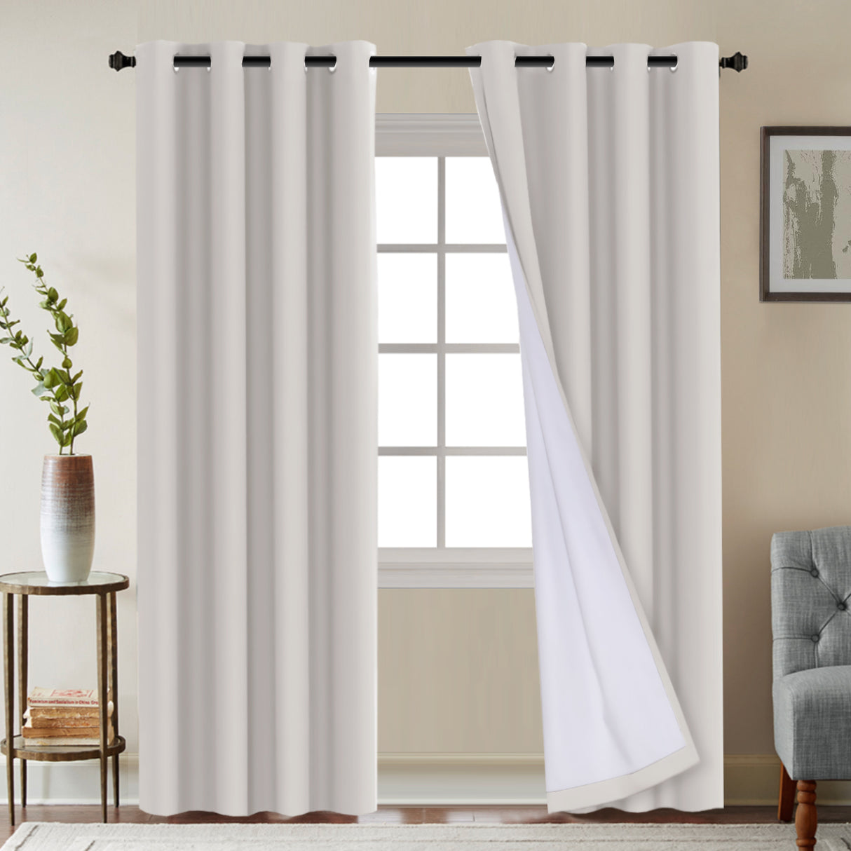 100% Blackout Curtains Full Light Blocking Curtain Draperies for Bedroom/Living Room 52'' x 84''