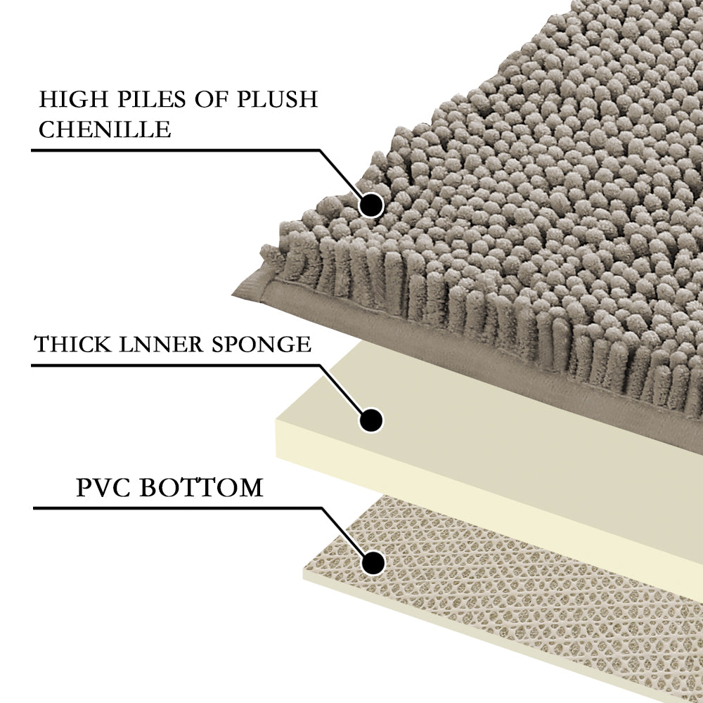 Chenille Bath Rug Set PVC Backing 20" x 32" & 17" x 24"