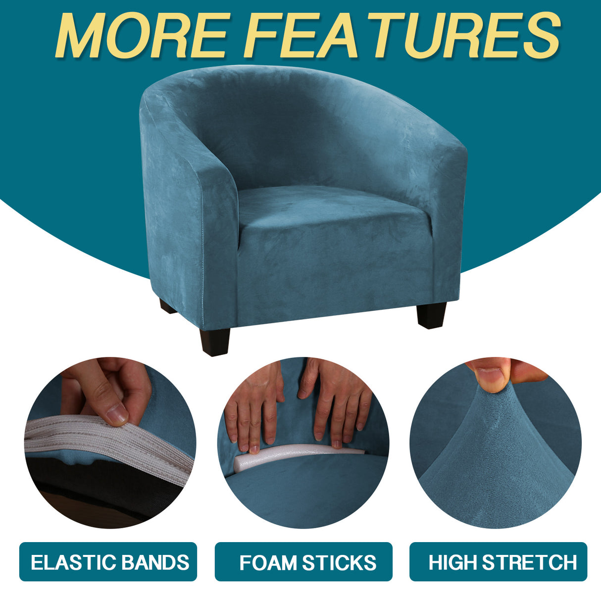 Velvet Tub Chair Slipcovers 1 Pack