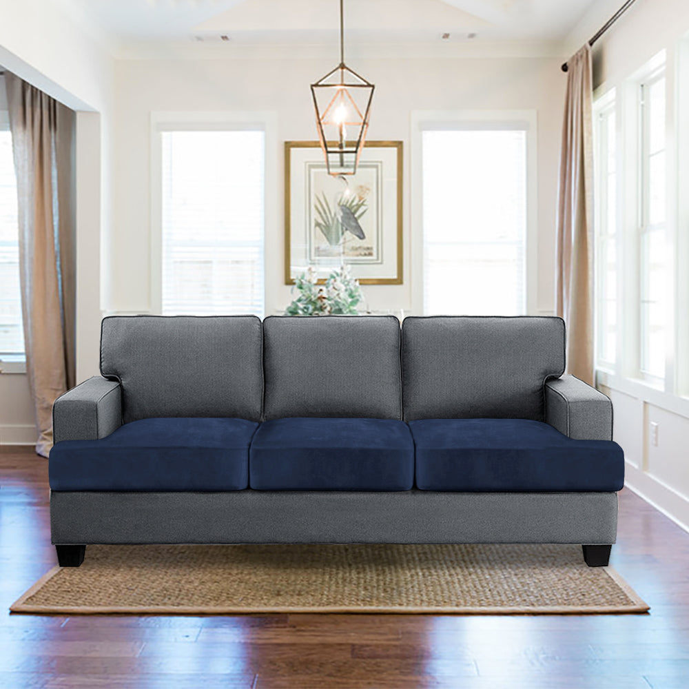 Stretch Velvet 3-Seater Slipcover for T-Cushion Sofa