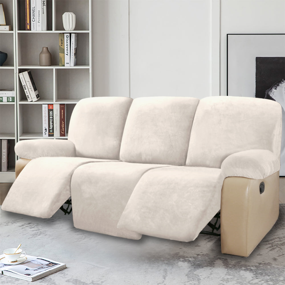 Simply Stretch Velvet Recliner Slipcovers with Armrest Covers 3 Seater