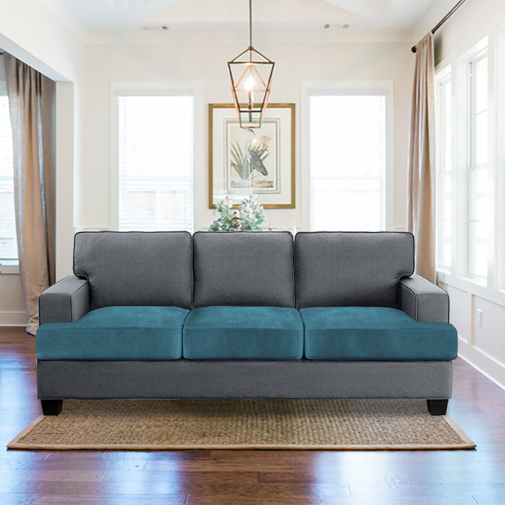 Stretch Velvet 3-Seater Slipcover for T-Cushion Sofa
