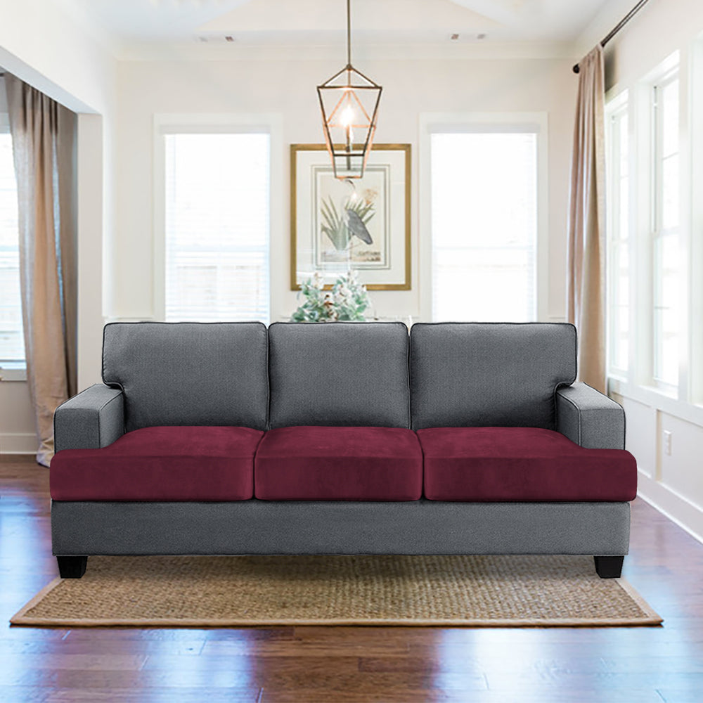 Stretch Velvet 3-Seater Slipcover for T-Cushion Sofa