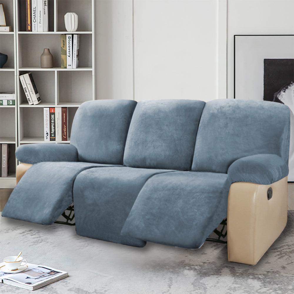 Simply Stretch Velvet Recliner Slipcovers with Armrest Covers 3 Seater