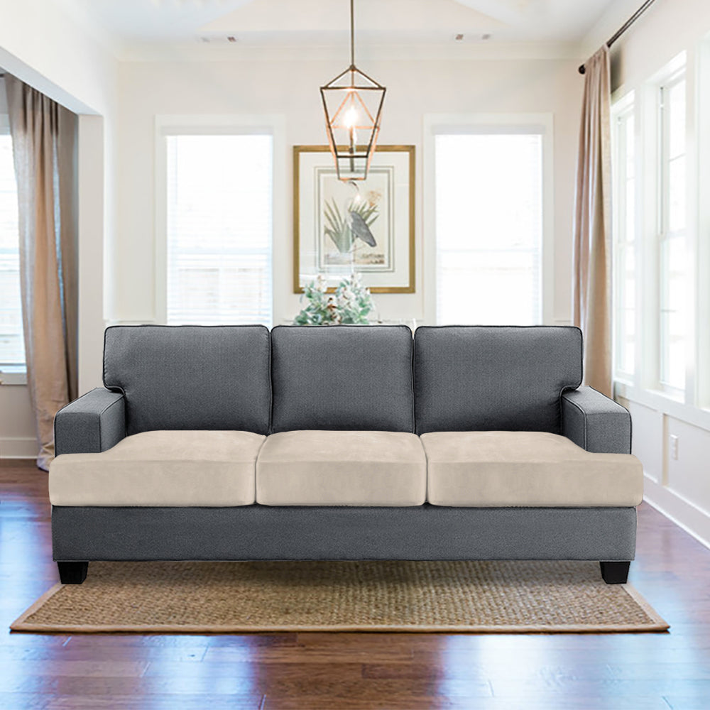 Stretch Velvet 3-Seater Slipcover for T-Cushion Sofa