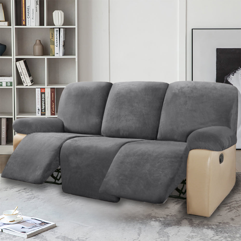 Simply Stretch Velvet Recliner Slipcovers with Armrest Covers 3 Seater