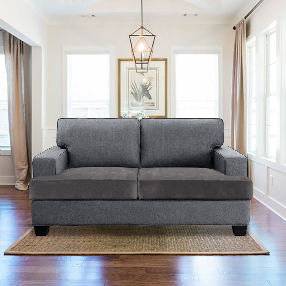 Stretch Velvet 2-Seater Slipcover for T-Cushion Loveseat Sofa