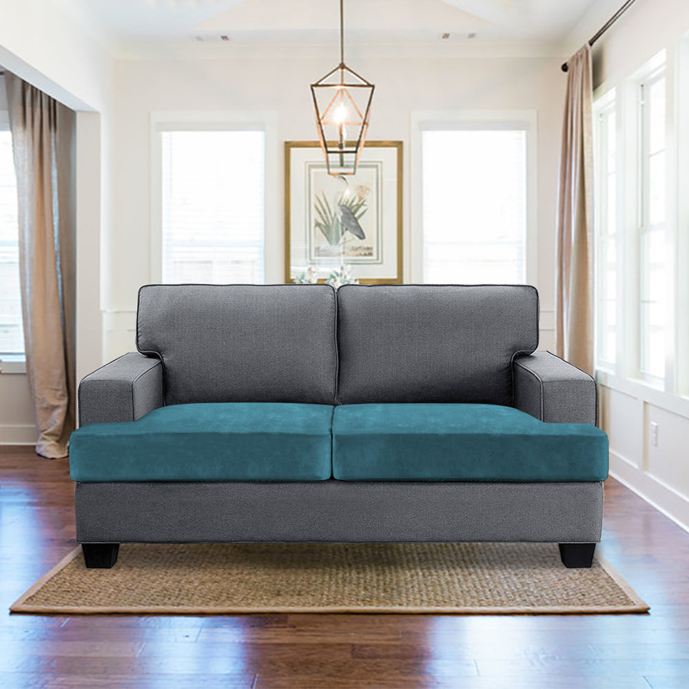 Stretch Velvet 2-Seater Slipcover for T-Cushion Loveseat Sofa