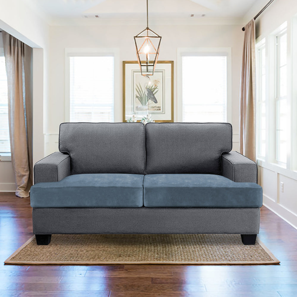 Stretch Velvet 2-Seater Slipcover for T-Cushion Loveseat Sofa