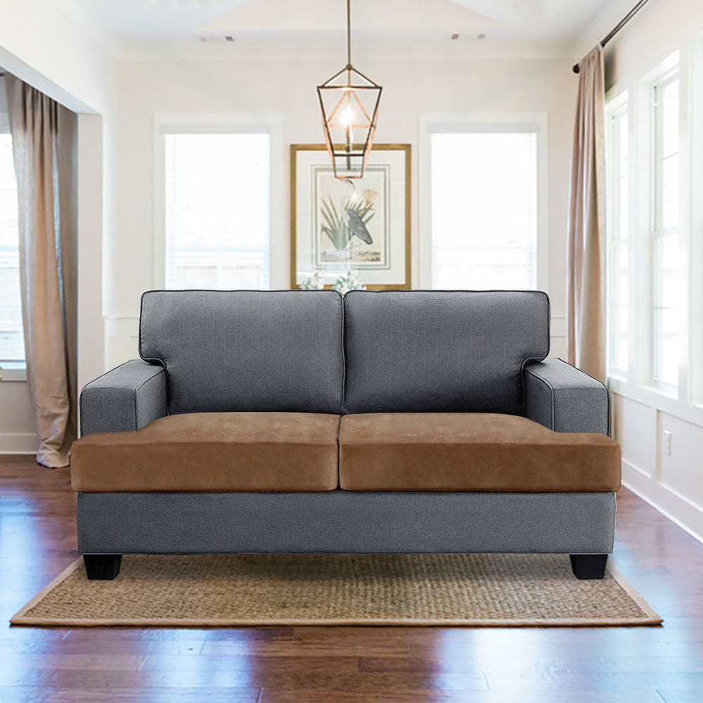 Stretch Velvet 2-Seater Slipcover for T-Cushion Loveseat Sofa