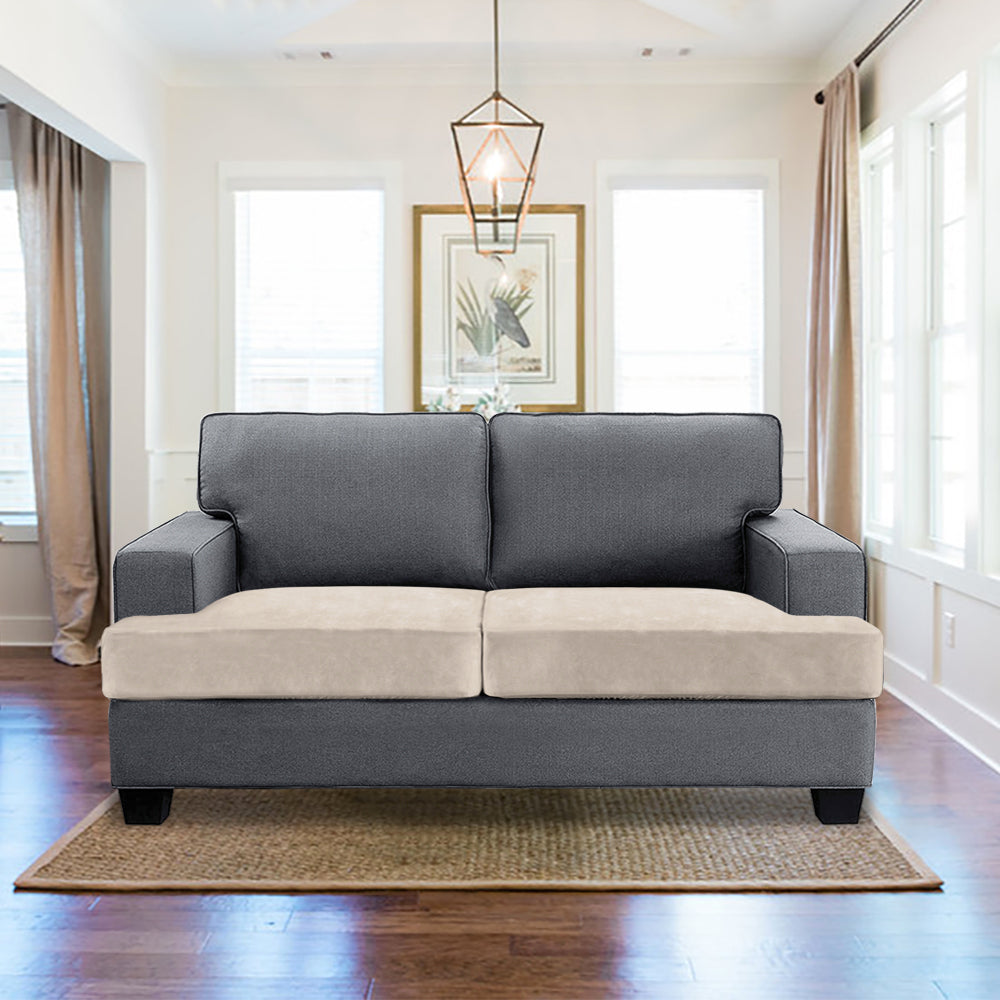 Stretch Velvet 2-Seater Slipcover for T-Cushion Loveseat Sofa