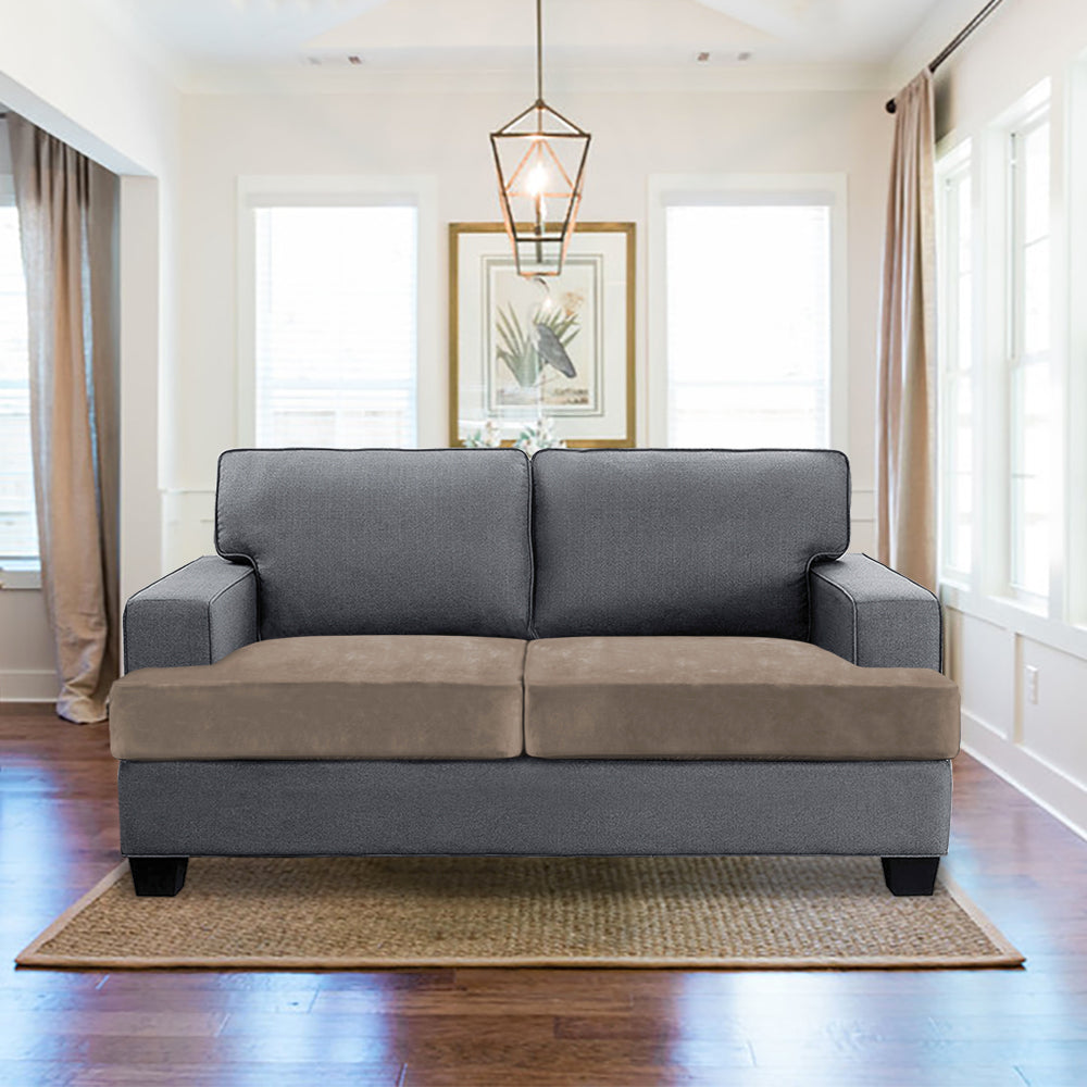 Stretch Velvet 2-Seater Slipcover for T-Cushion Loveseat Sofa