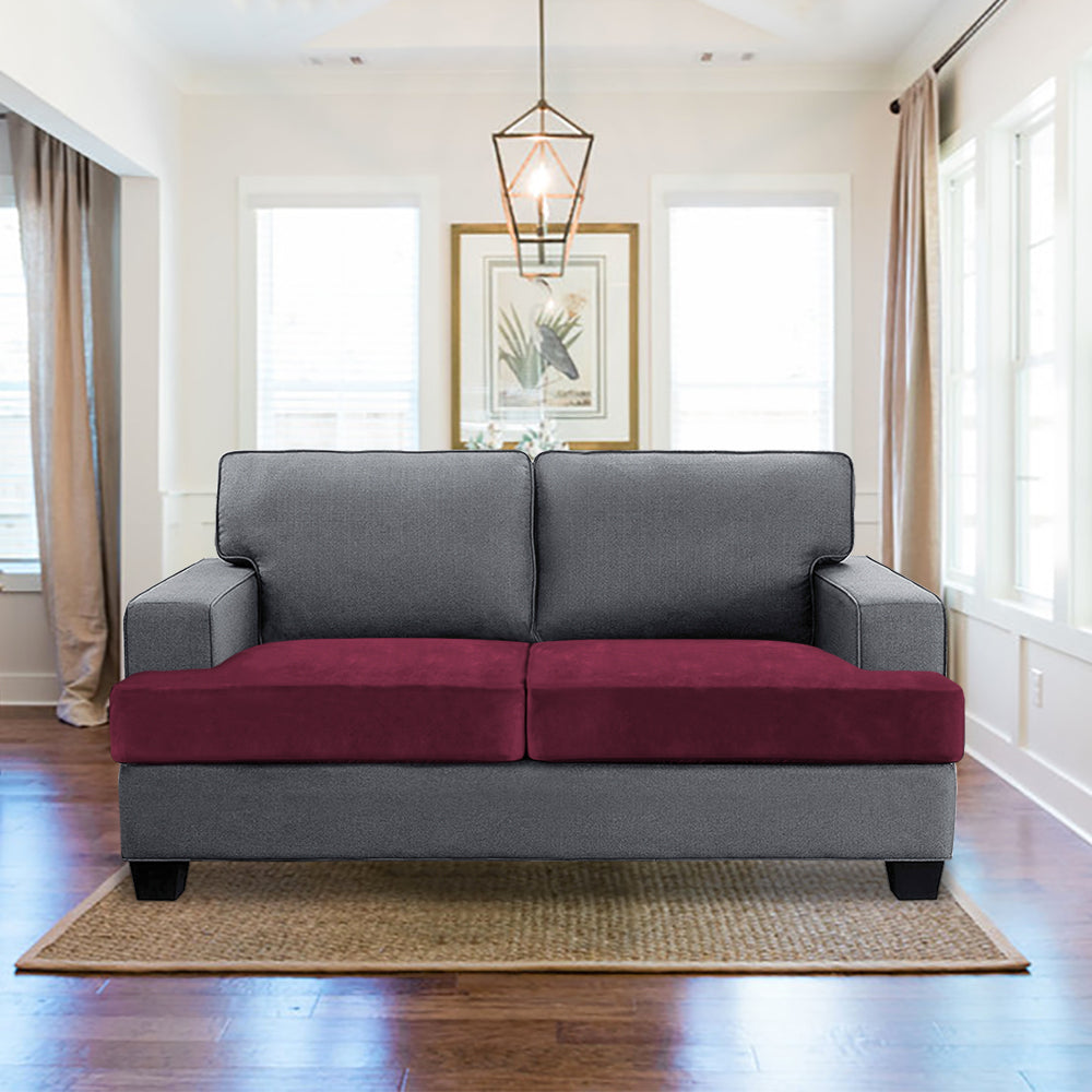 Stretch Velvet 2-Seater Slipcover for T-Cushion Loveseat Sofa