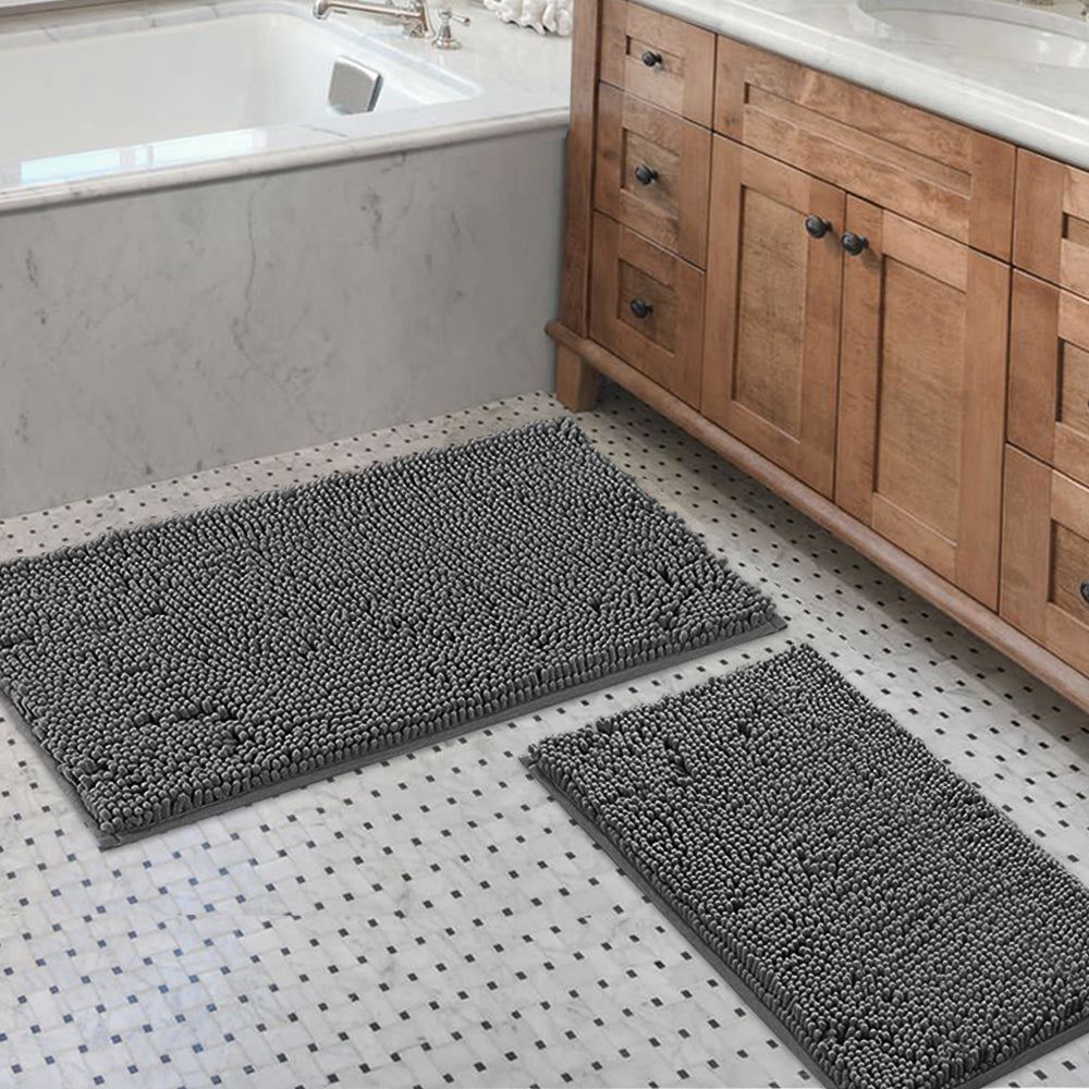 Chenille Bath Rug Set PVC Backing 20" x 32" & 17" x 24"