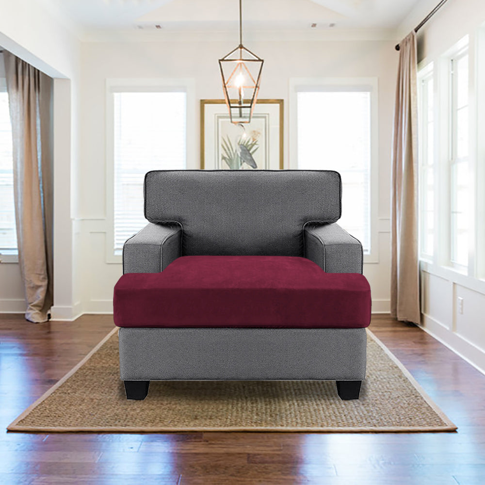 Stretch Velvet 1 Seater Slipcover for T-Cushion Armchair