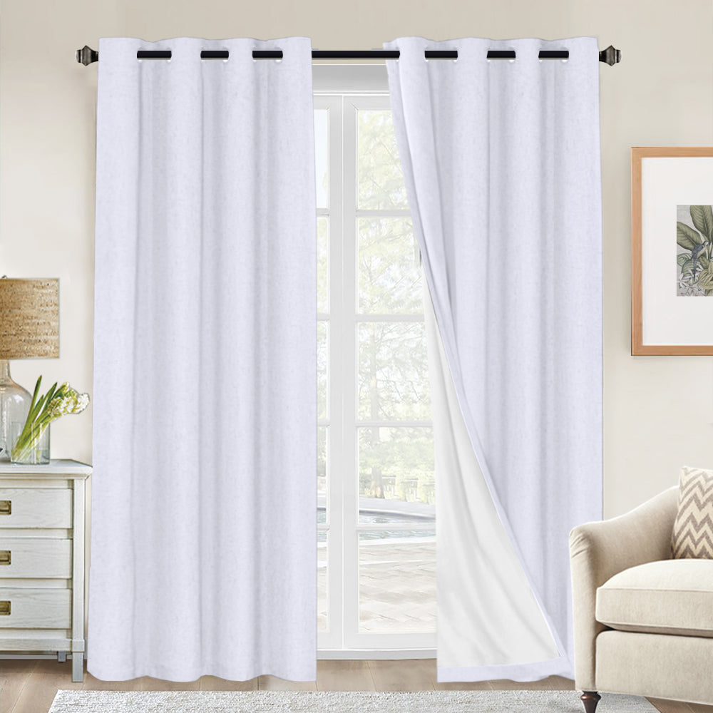 100% Premium Blackout Linen Textured Coating Draperies W52" x L108“ Set of 2 Panels