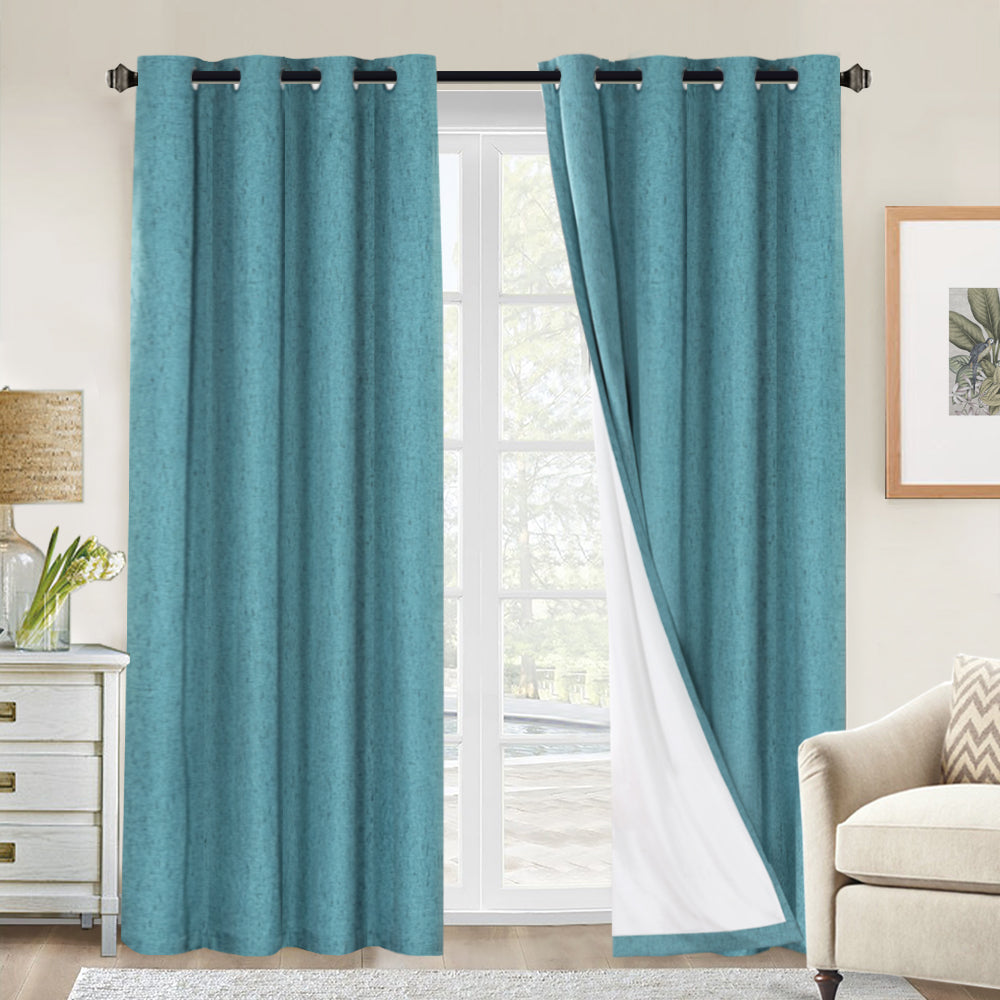 100% Premium Blackout Linen Textured Coating Draperies W52" x L84“ Set of 2 Panels